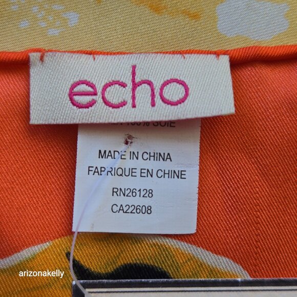 NWT Echo Silk Scarf Oranges Vintage Hand Rolled Edges Citrus - Picture 7 of 10